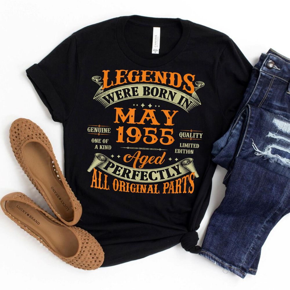 Legend Tee May Tee 1955 70th Birthday Gift 70 Years Old Shirt Unisex Standard T-Shirt black s