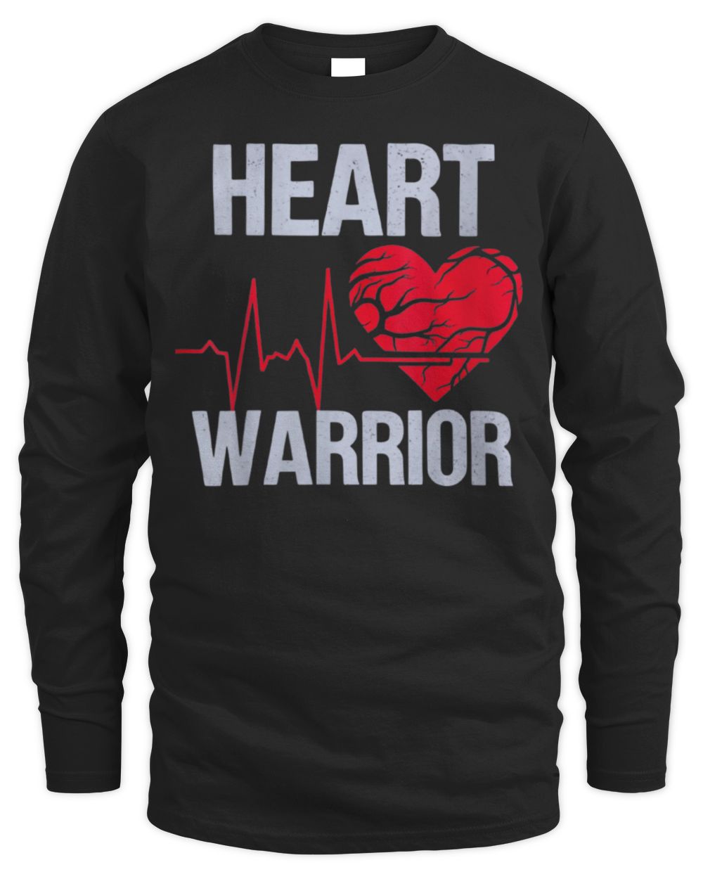 Womens Heart Warrior Heart Disease Awareness Month Red Heart T-Shirt Men's Long Sleeved T-Shirt black s