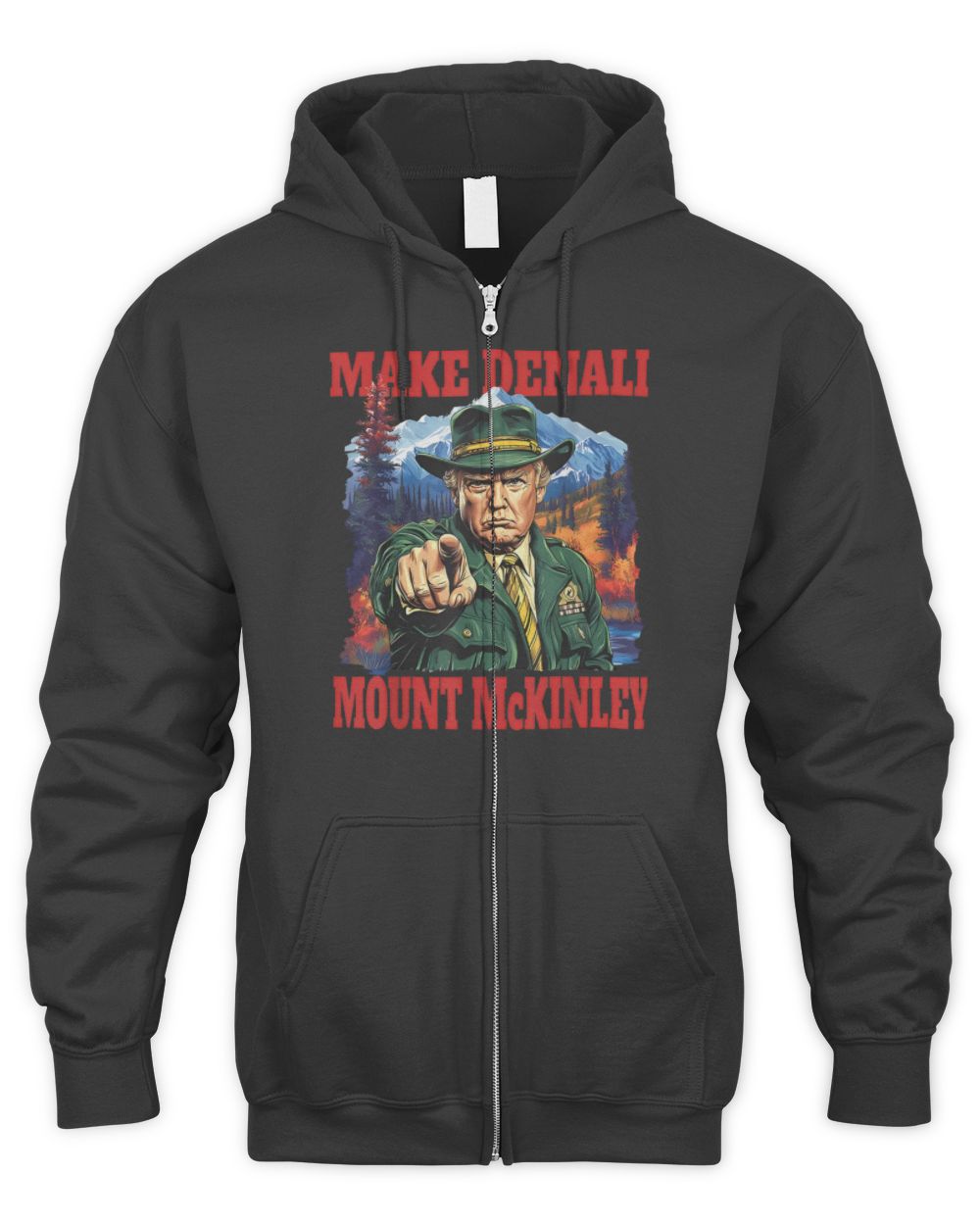 Trump Make Denali Mount McKinley T-Shirt Men's Zip Hoodie black s