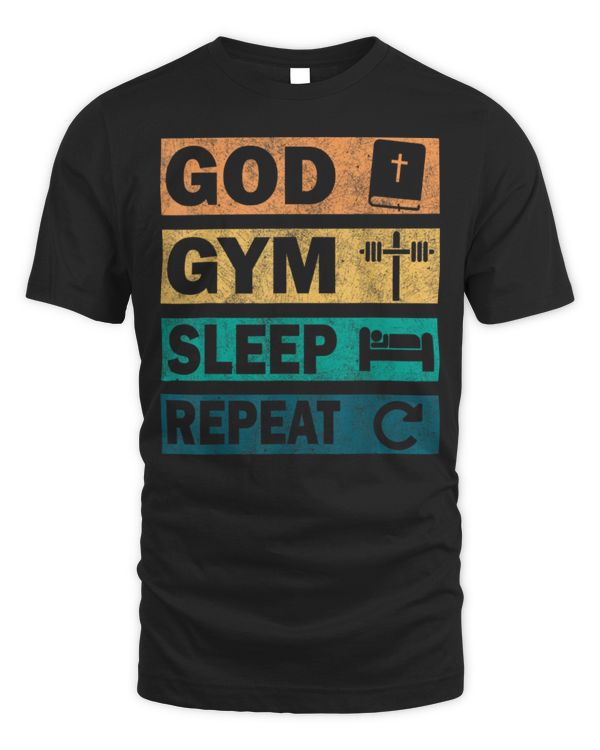 God Gym Sleep Jesus Christian Faith Workout Gym T-Shirt